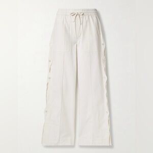 SEA NY Shai Cotton and Linen Blend Wide Leg Pants with cutout details & buttons